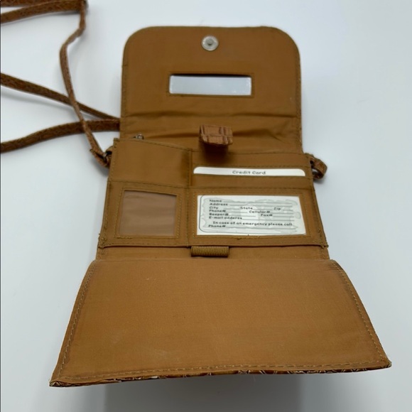 George wallet on string shoulder bag tan animal print faux patent leather casual - Picture 10 of 16